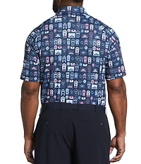 Callaway Big & Tall Whiskey Ace Print Short Sleeve Polo Shirt