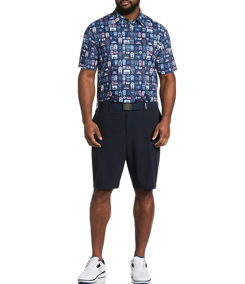 Callaway Big & Tall Whiskey Ace Print Short Sleeve Polo Shirt