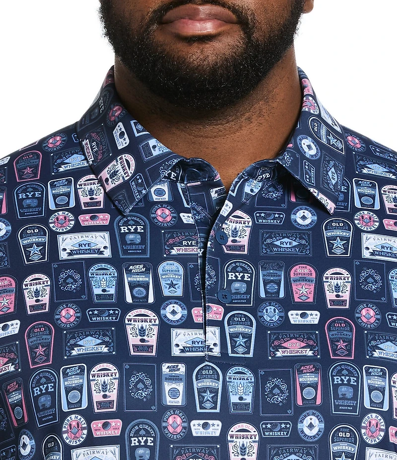 Callaway Big & Tall Whiskey Ace Print Short Sleeve Polo Shirt