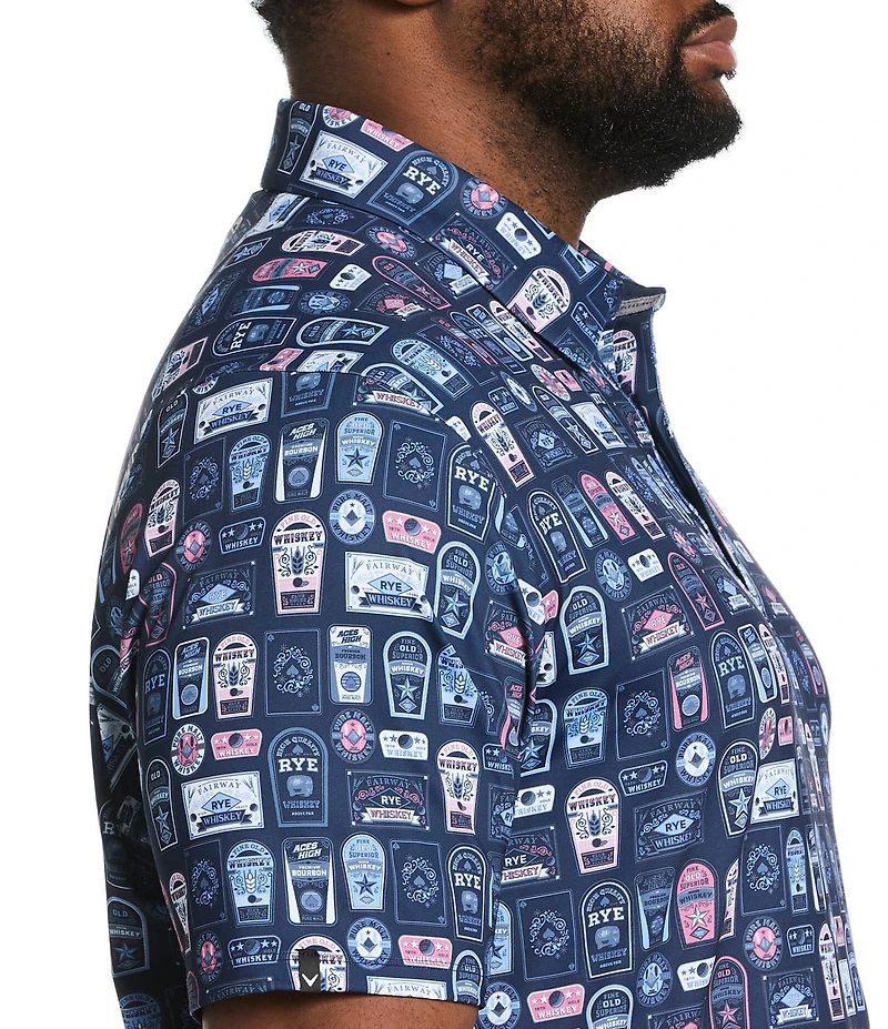 Callaway Big & Tall Whiskey Ace Print Short Sleeve Polo Shirt