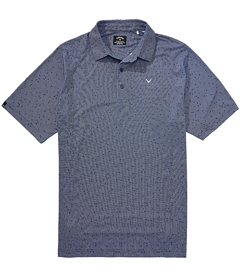 Callaway Chevron Gingham Print Short Sleeve Golf Polo