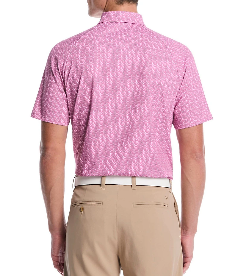 Callaway Chevron Printed Short Sleeve Collared Neckline Stretch Golf Polo Shirt