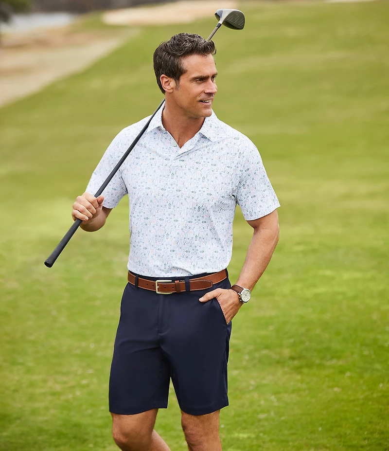 Callaway Classic Fit Flat Front Opti-Stretch Active Waistband Solid 9#double; Inseam Shorts
