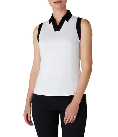 Callaway Color Block Stretch Jersey V-Neck Sleeveless Golf Polo Shirt