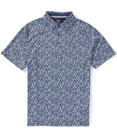 Callaway Multi-Color Palm Geo Print Swing Tech Short Sleeve Golf Polo