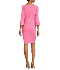 Calvin Klein 3/4 Bell Sleeve Boat Neck Sheath Dress
