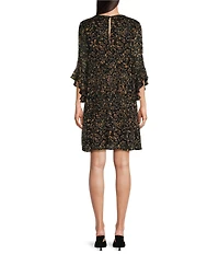Calvin Klein 3/4 Sleeve V-Neck Floral Dress
