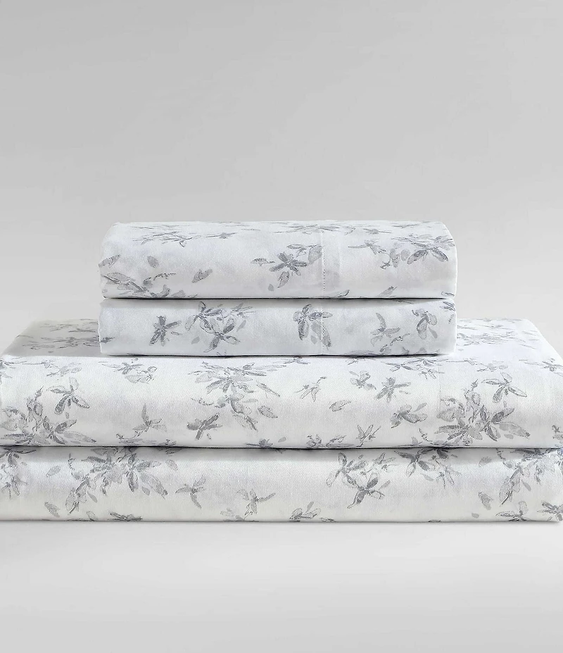 Calvin Klein Abstract Floral Printed Cotton Sateen Sheet Set