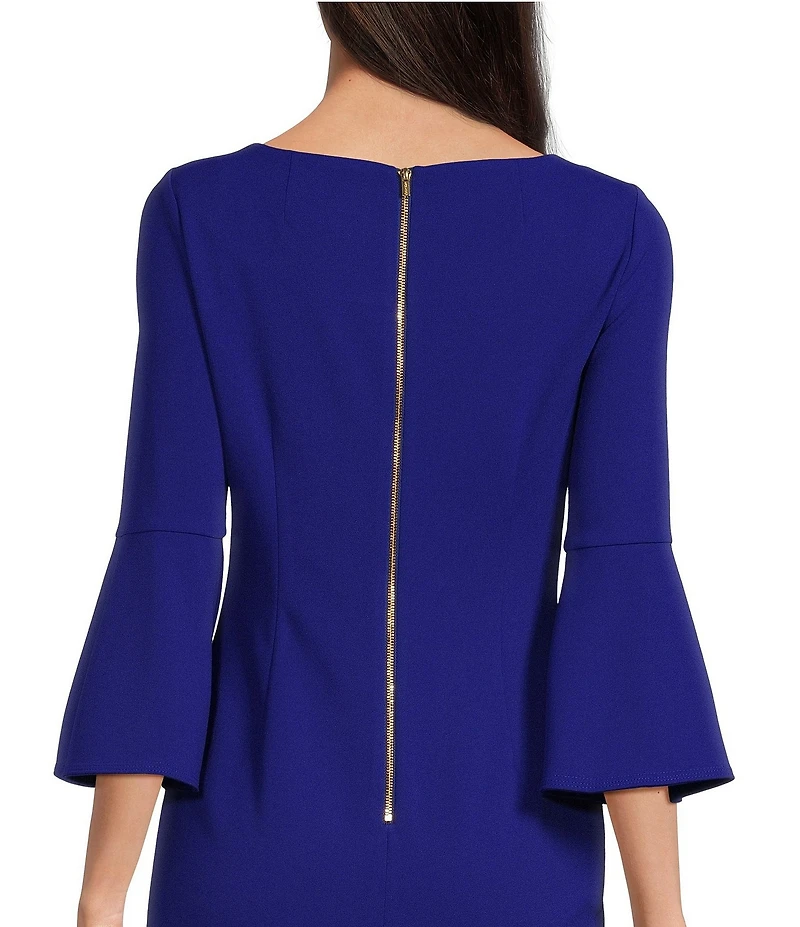 Calvin Klein 3/4 Bell Sleeve Boat Neck Sheath Dress
