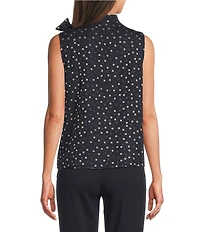 Calvin Klein Burnout Tie Neck Sleeveless Blouse