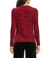 Calvin Klein Burnout Velvet Asymmetric Neck Long Sleeve Top