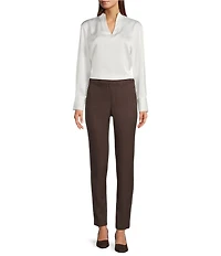 Calvin Klein Charmeuse Deep V-Neck Long Sleeve Blouse