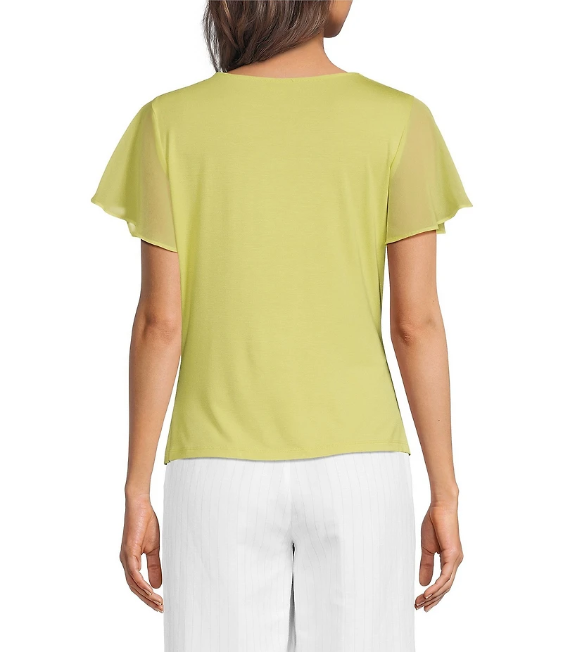 Calvin Klein Chiffon Cowl Neck Short Sleeve Top