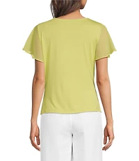 Calvin Klein Chiffon Cowl Neck Short Sleeve Top