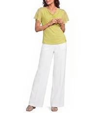 Calvin Klein Chiffon Cowl Neck Short Sleeve Top