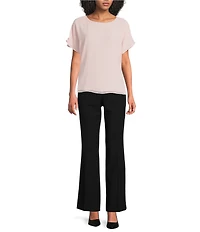 Calvin Klein Chiffon Crew Neck Short Sleeve Blouse