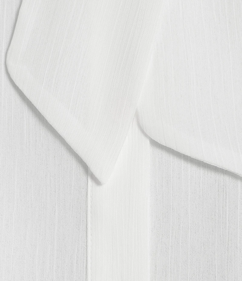 Calvin Klein Chiffon Tie-Neck Long Flare Sleeve Button Down Blouse