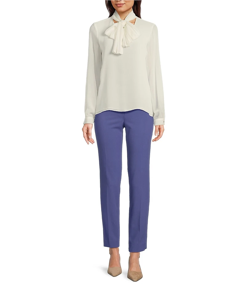 Calvin Klein Chiffon V-Neck Scarf Long Sleeve Blouse