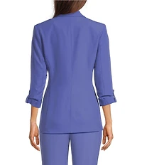 Calvin Klein Coordinating Crepe De Chine Notch Lapel 3/4 Roll-Tab Sleeve Open Front Jacket
