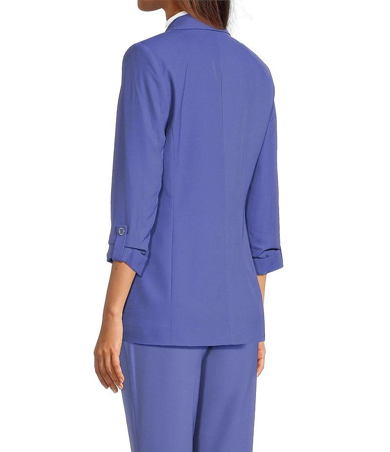 Calvin Klein Coordinating Crepe De Chine Notch Lapel 3/4 Roll-Tab Sleeve Open Front Jacket