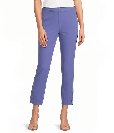 Calvin Klein Coordinating Crepe De Chine Slim Fit Ring Snap Ankle Pants