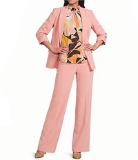 Calvin Klein Coordinating Crepe Notch Collar Roll Tab Sleeve Open Front Jacket