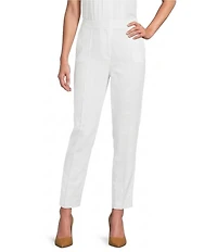 Calvin Klein Coordinating Linen Blend Cropped Slim Leg Pants