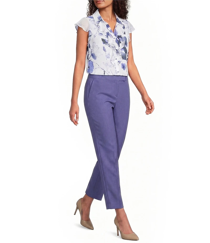 Calvin Klein Coordinating Linen Blend Slim Leg Ankle Pants