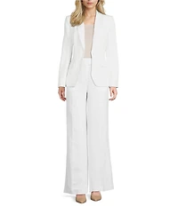 Calvin Klein Coordinating Linen Blend Stripe Notch Lapel Long Sleeve Belted Jacket