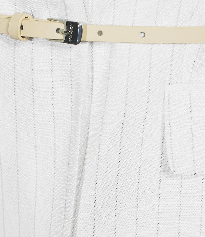 Calvin Klein Coordinating Linen Blend Stripe Notch Lapel Long Sleeve Belted Jacket