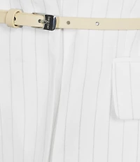 Calvin Klein Coordinating Linen Blend Stripe Notch Lapel Long Sleeve Belted Jacket