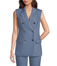 Calvin Klein Coordinating Lux Double Breasted Notch Lapel Sleeveless Button Front Vest