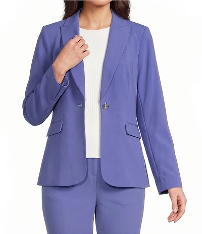 Calvin Klein Coordinating Lux Tropical Notch Lapel Long Sleeve Button Front Blazer