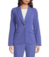 Calvin Klein Coordinating Lux Tropical Notch Lapel Long Sleeve Button Front Blazer