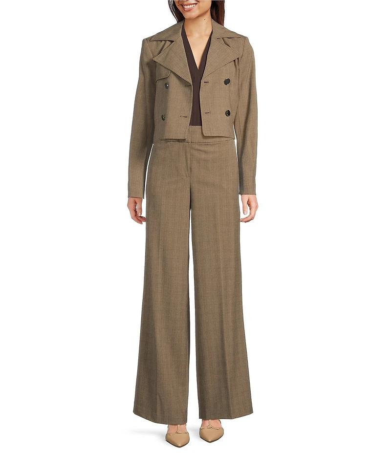 Calvin Klein Coordinating Novelty Check Double Breasted Trench
