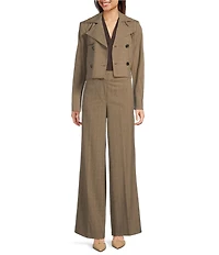 Calvin Klein Coordinating Novelty Check Double Breasted Trench
