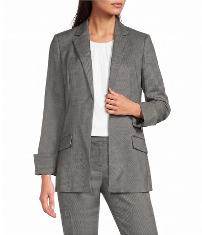 Calvin Klein Coordinating Novelty Textured Notch Collar Long Sleeve Open Front Jacket