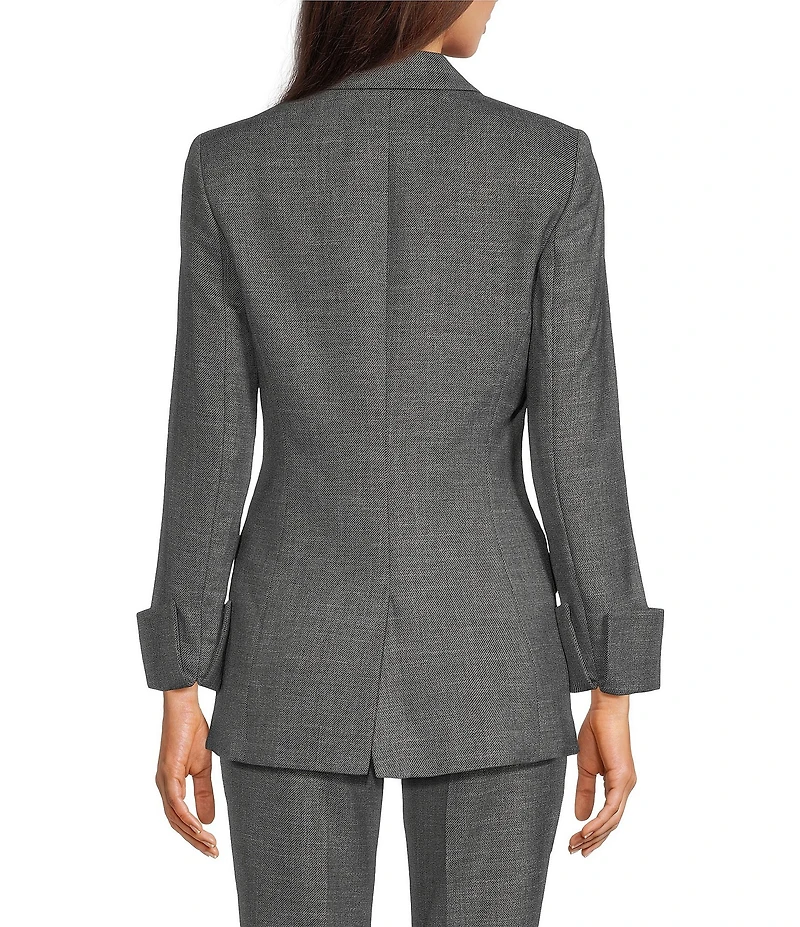 Calvin Klein Coordinating Novelty Textured Notch Collar Long Sleeve Open Front Jacket