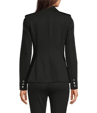 Calvin Klein Coordinating Ponte Notch Collar Long Sleeve Faux Zip Pocket Jacket