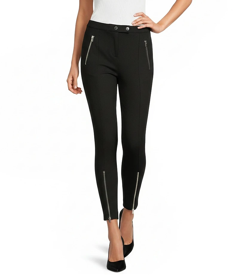 Calvin Klein Coordinating Ponte Slim Leg Zipper Detail Pants