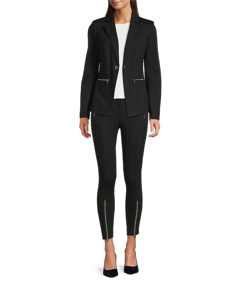 Calvin Klein Coordinating Ponte Slim Leg Zipper Detail Pants