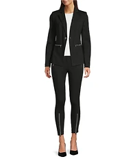 Calvin Klein Coordinating Ponte Slim Leg Zipper Detail Pants