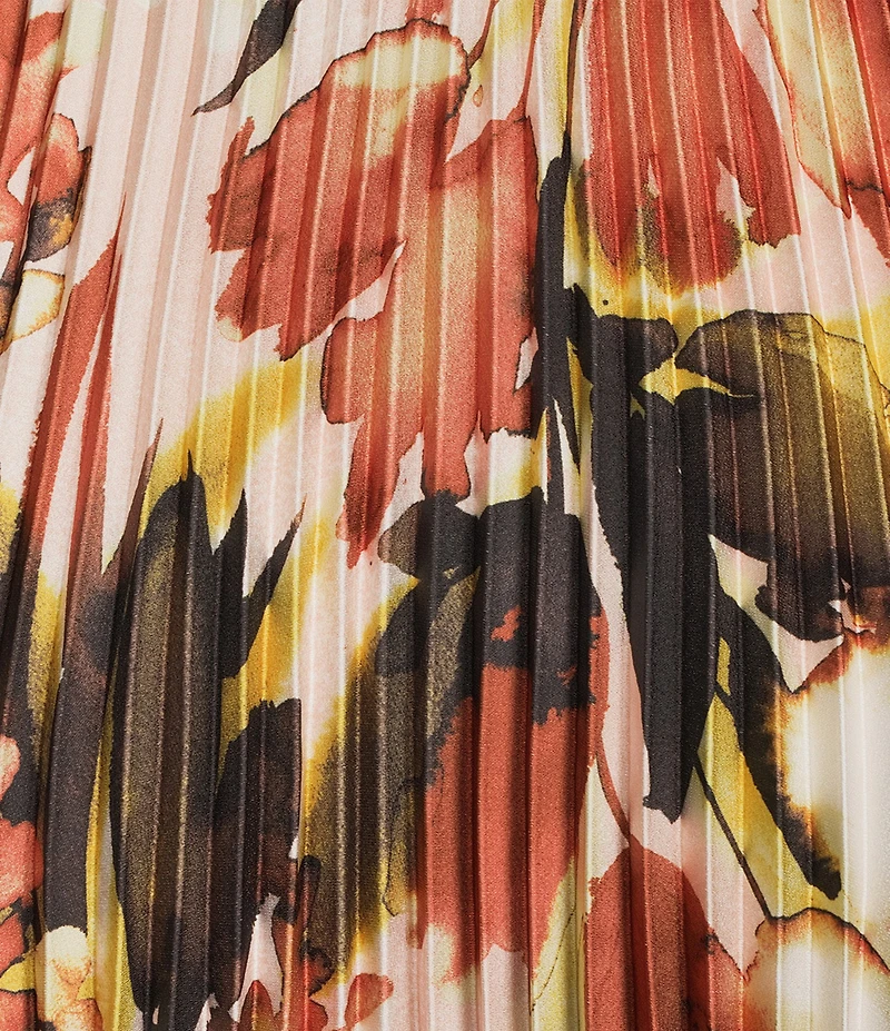 Calvin Klein Coordinating Printed Pleated Pull-On Midi Skirt