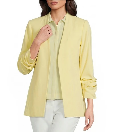 Calvin Klein Coordinating Recycled Tropical V-Neck 3/4 Sleeve Open Front Jacket