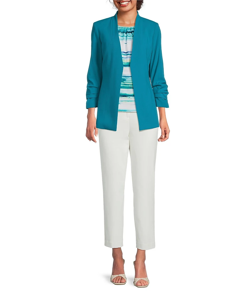 Calvin Klein Coordinating Recycled Tropical V-Neck 3/4 Sleeve Open Front Jacket