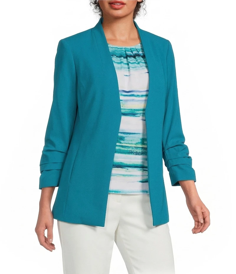 Calvin Klein Coordinating Recycled Tropical V-Neck 3/4 Sleeve Open Front Jacket