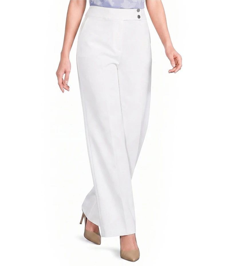 Calvin Klein Cotton Blend Wide Leg Full Length Pants