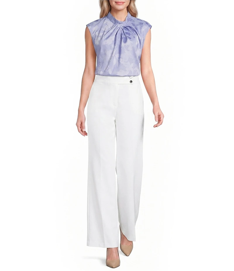 Calvin Klein Cotton Blend Wide Leg Full Length Pants