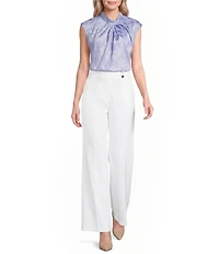 Calvin Klein Cotton Blend Wide Leg Full Length Pants