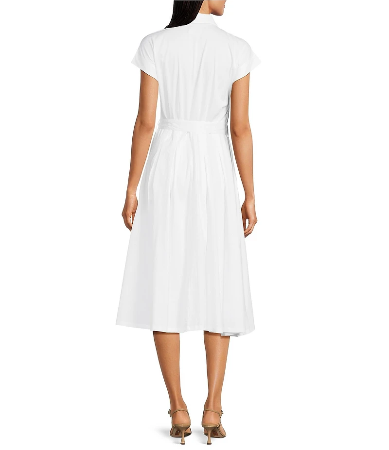 Calvin Klein Cotton Short Sleeve V-Neck Button Down Shirtdress